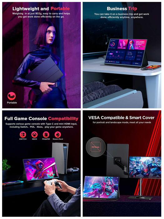 Портативний ігровий монітор UPERFECT UGame C2 Pro 16'' 2K 144Hz IPS