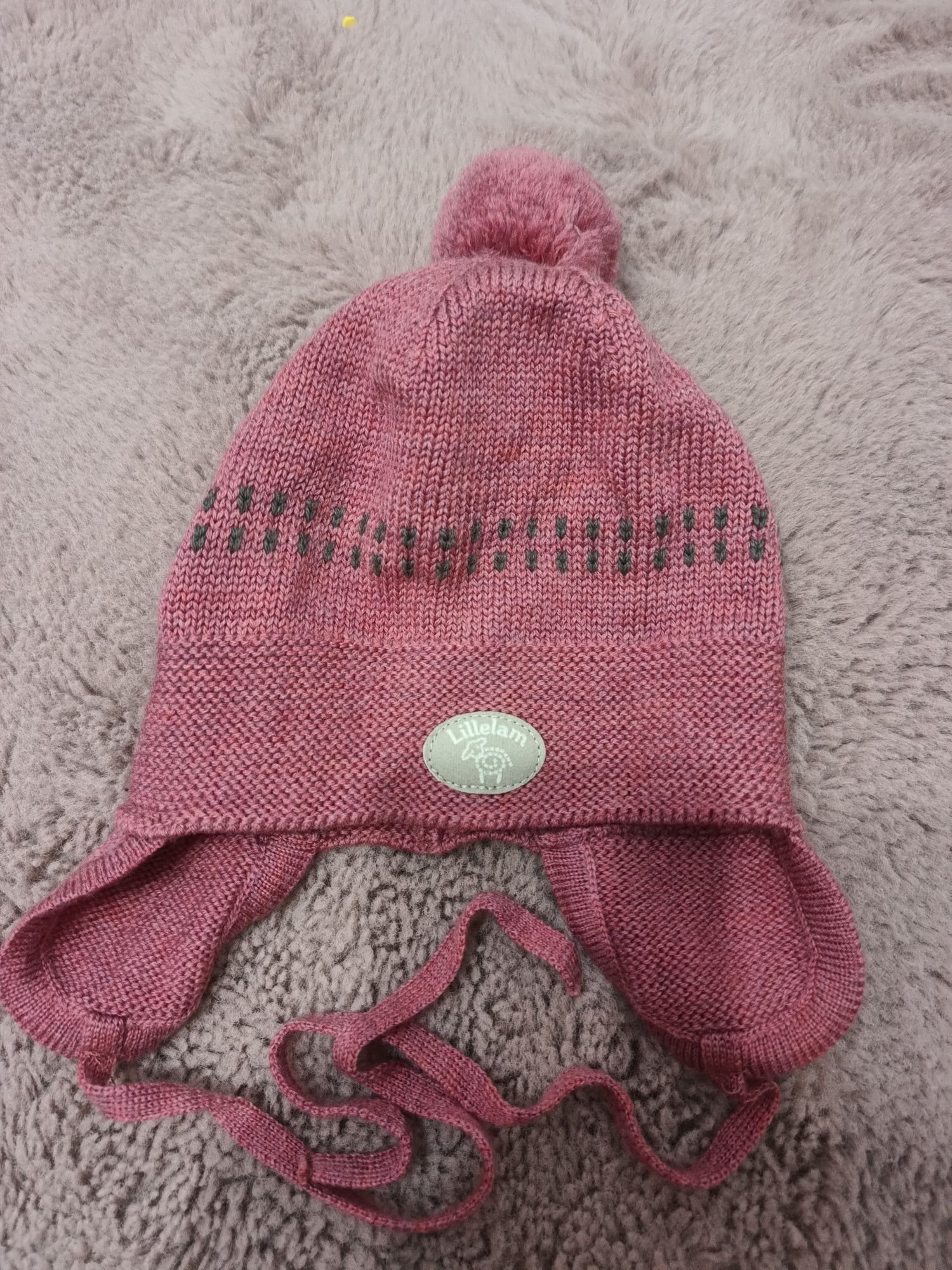 Czapka dla dziewczynki wełna merino