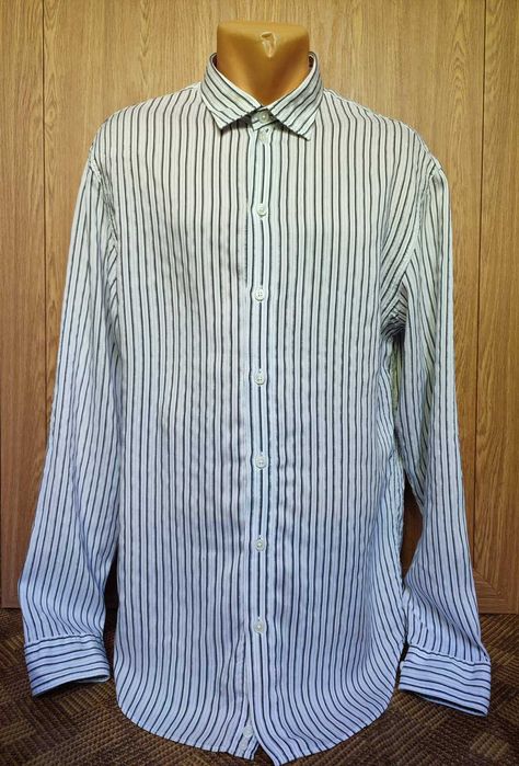 шелковая рубашка в полоску шёлк+вискоза+хлопок armani collezioni / 48р