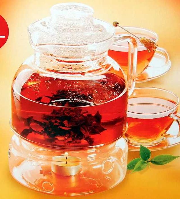 Dzbanek szklany w zestawie z podgrzewaczem | NOWY