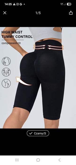 Krótkie legginsy modelujące pusch up do jogi fitness S