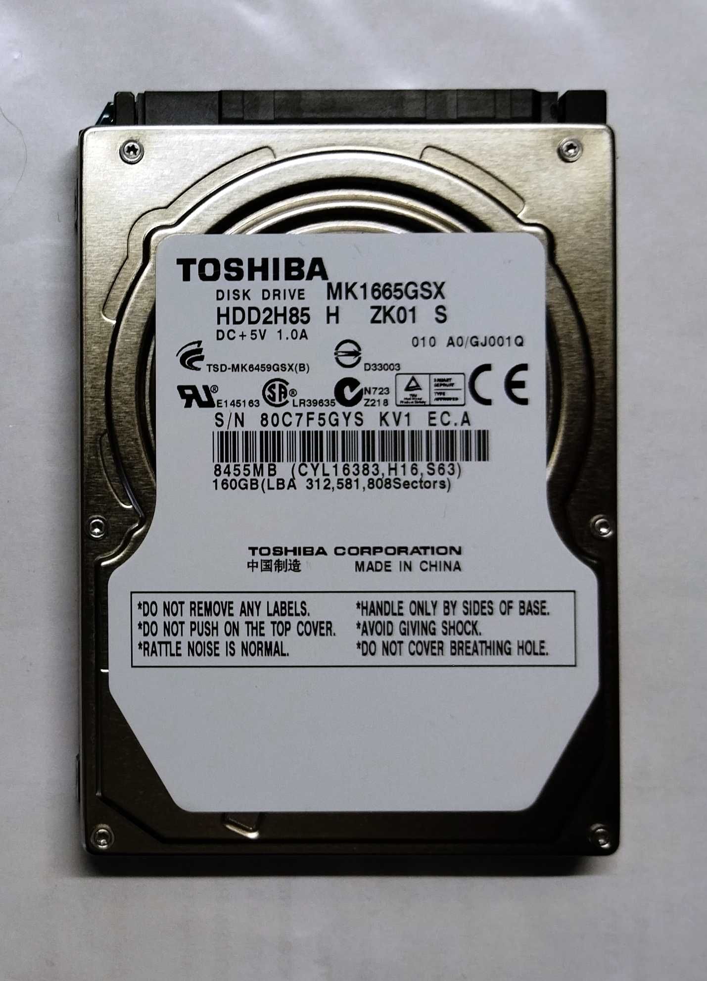 Жорсткий диск TOSHIBA MK1665GSX 160Gb
