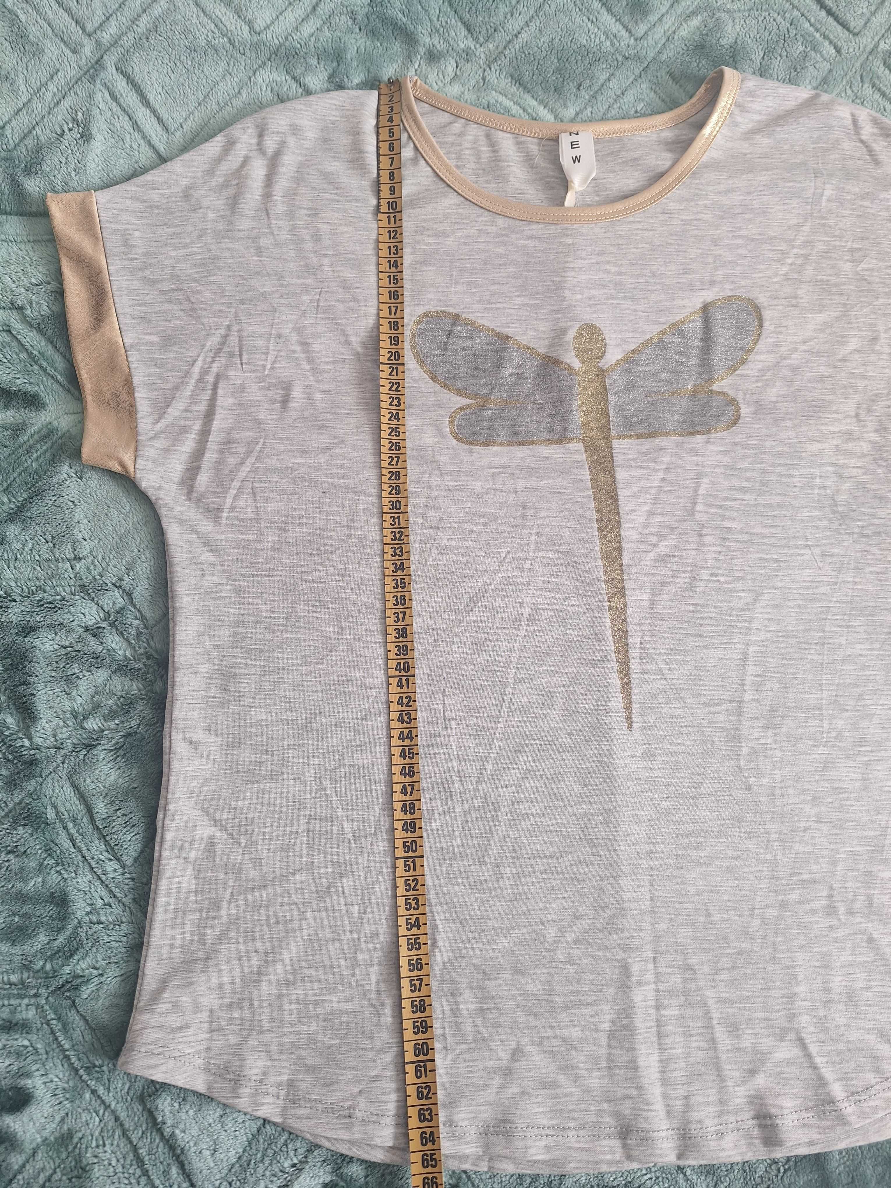Bluzka krótki rękaw kolor szary roz. L/XL