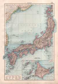 Japonia. Piękna stara mapa 1896 r. autentyk