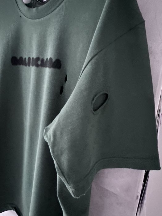 Balenciaga Unisex  t-shirt zielony z dziurami rozm.XL Nowa!