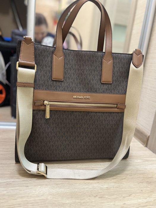 Сумка michael kors kenley tote bag monogram brown large, оригінал