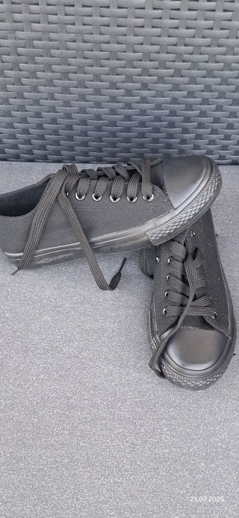Trampki tenisówki jak nowe czarne damskie