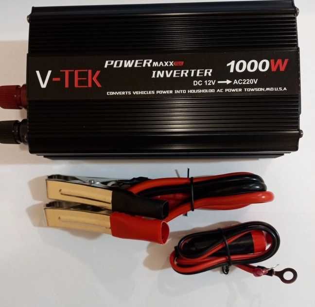 Преобразователь напряжения V-TEK PowerMaxx-1000W, инвертор 12/220В