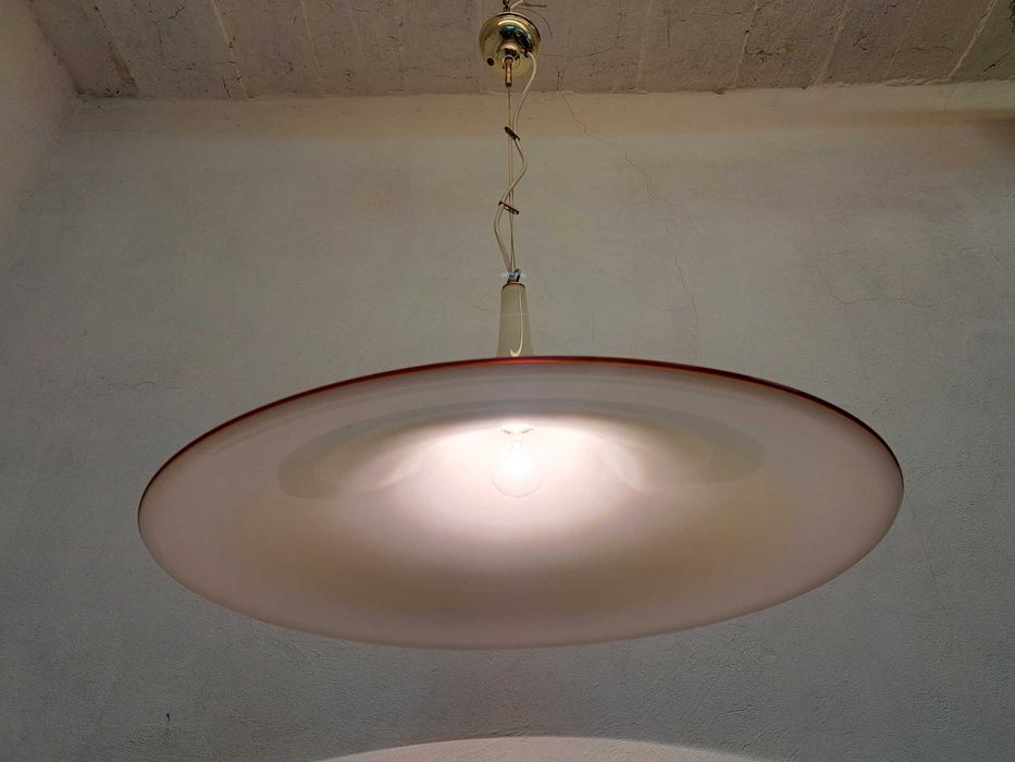 Żyrandol lampa Murano żółtawo biała kapelusz szpiczasty spodek