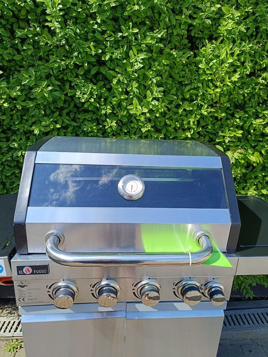 GRILL GAZOWY żeliwny ruszt EL FUEGO Sunset Beach Z SZYBĄ I PŁYTĄ !!!