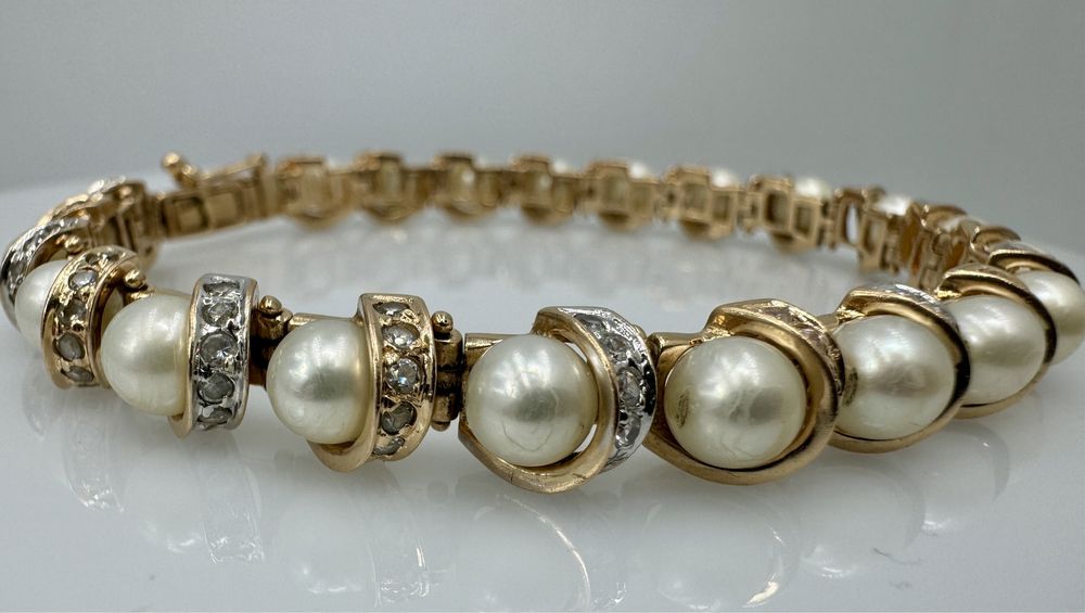 Золотой браслет с жемчугом 585