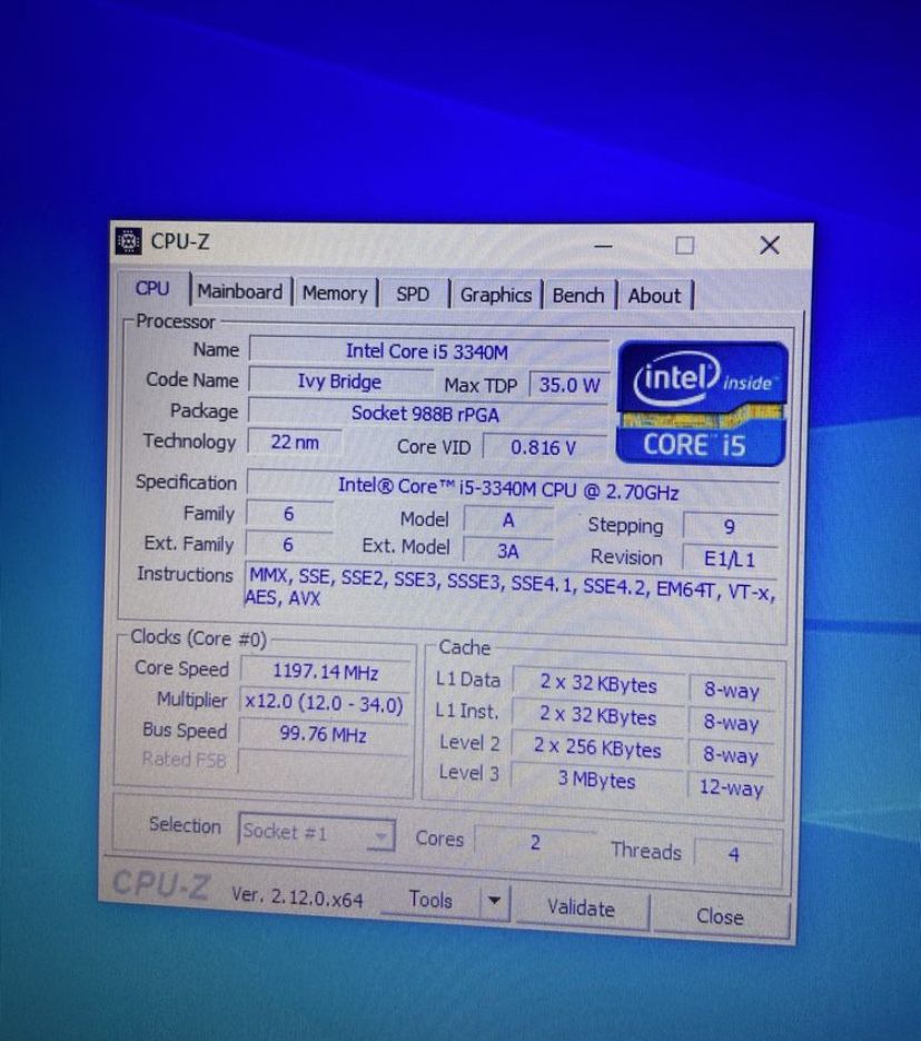 Процесор до ноутбука Intel Core i5-3340M 2.7GHz HD Graphics 4000 35W