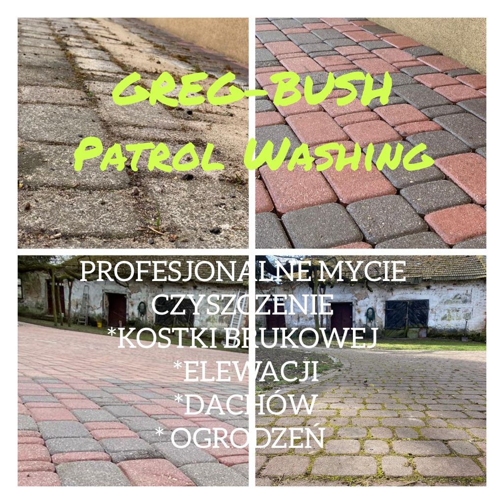 Mycie kostki brukowej elewacji dachów