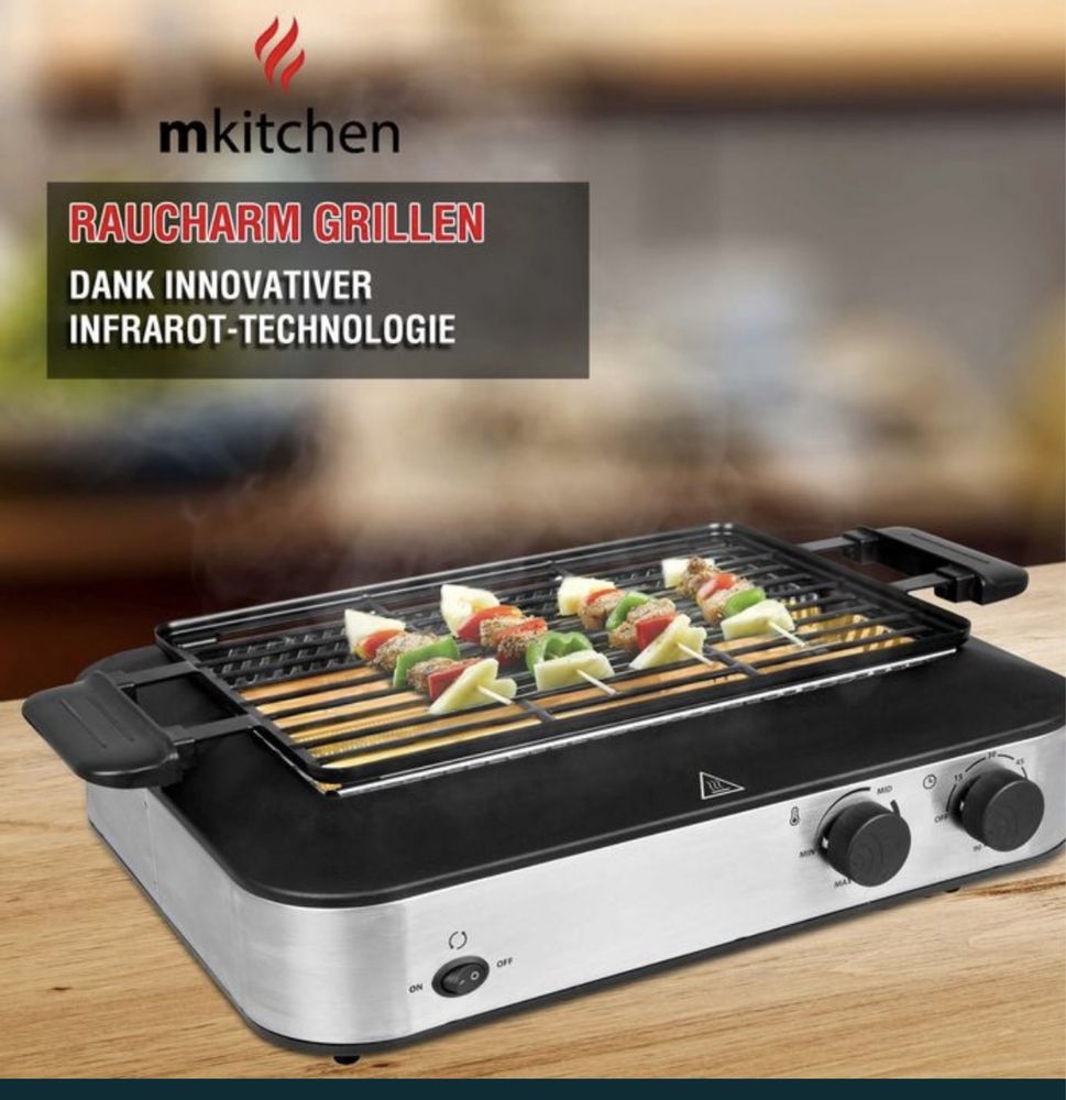Nowy wielofunkcyjny grill elektryczny/do kebabów 1600W MKitchen