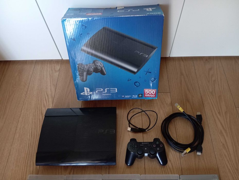 PS3 500GB PlayStation 3, comando Sony, 10 jogos (faço retoma de jogos)