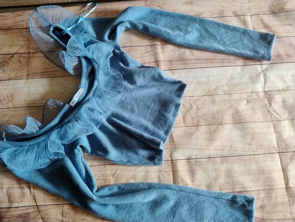 Krótki prążkowany sweterek Zara rozmiar M