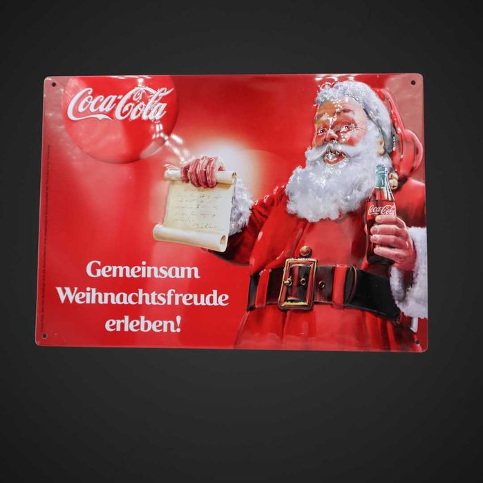 Reklamowa tablica metalowa Coca-Cola z motywem świątecznym b51/102163