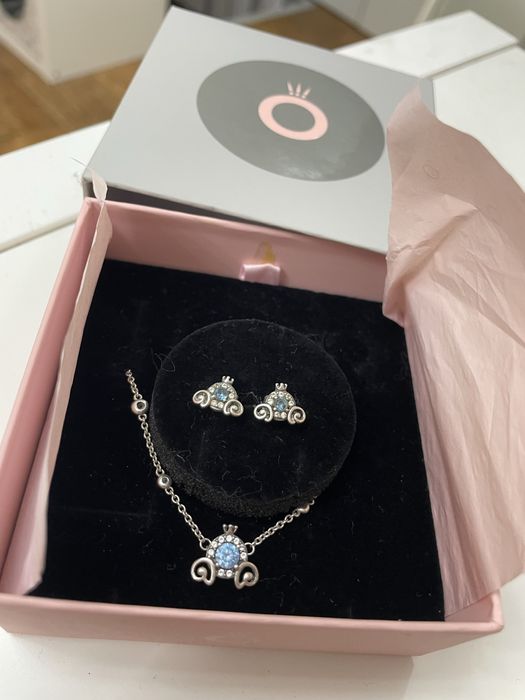 Zestaw bizuterii pandora kopciuszek naszyjnik i kolczyki karoca