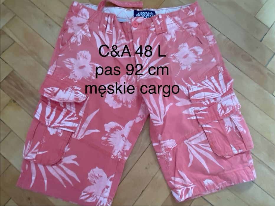 C&A urban district 48 L różowe męskie krótkie spodenki cargo kwiaty