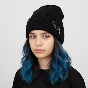 В’язана  шапка на флісі