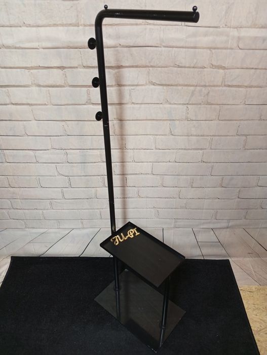 Homcom wieszak z drążkiem z 3 haczykami, półka, czarna