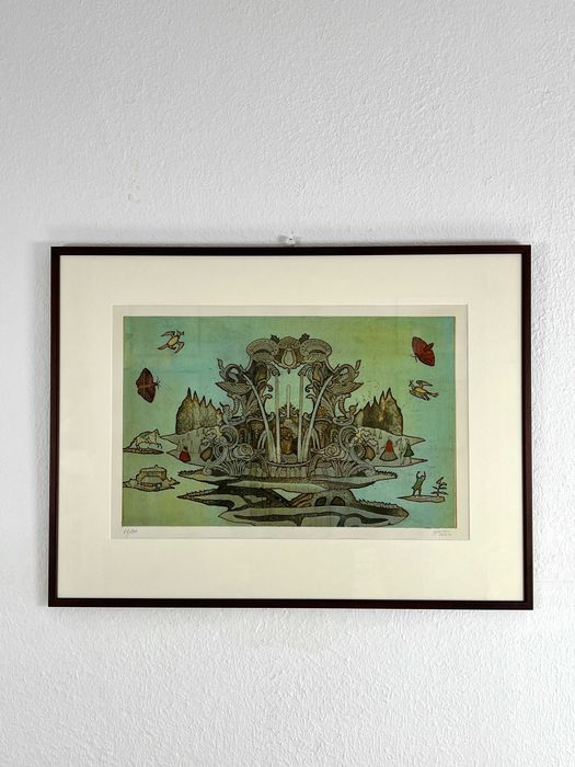 Gravura de João Hogan Jardim das Delícias II 1975