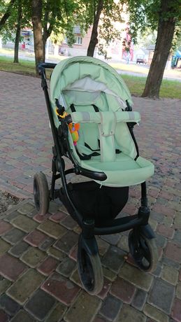 Детская коляска 2-в-1 Lumi эко-кожа на пластиковой корзине,мятная