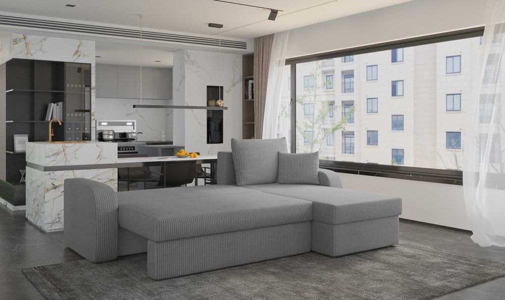 NAROŻNIK z funkcją spania nowoczesny COSMO rozkładany ROGÓWKA pojemnik