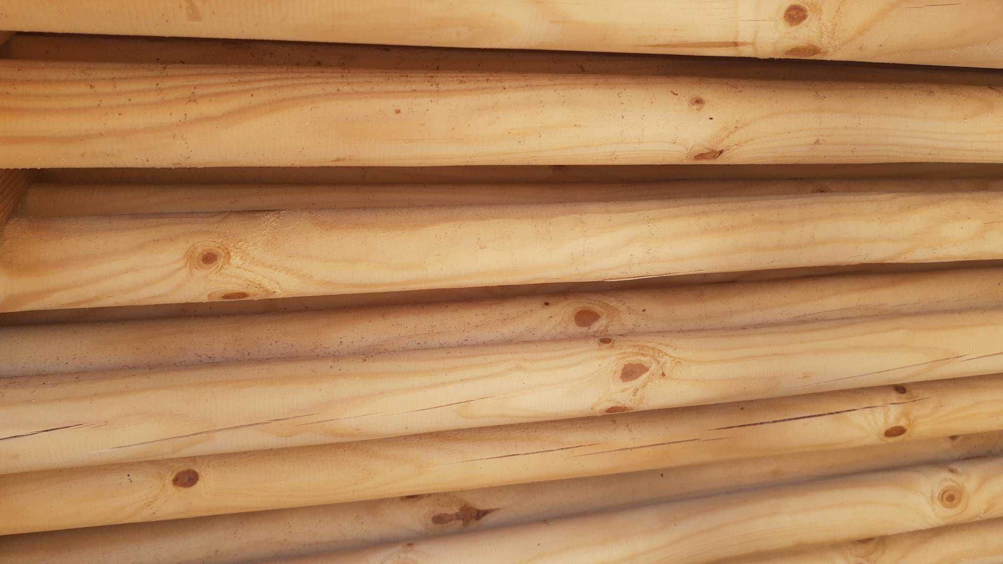 Słupki sosnowe paliki drewniane stemple bale belki wałki okrąglaki