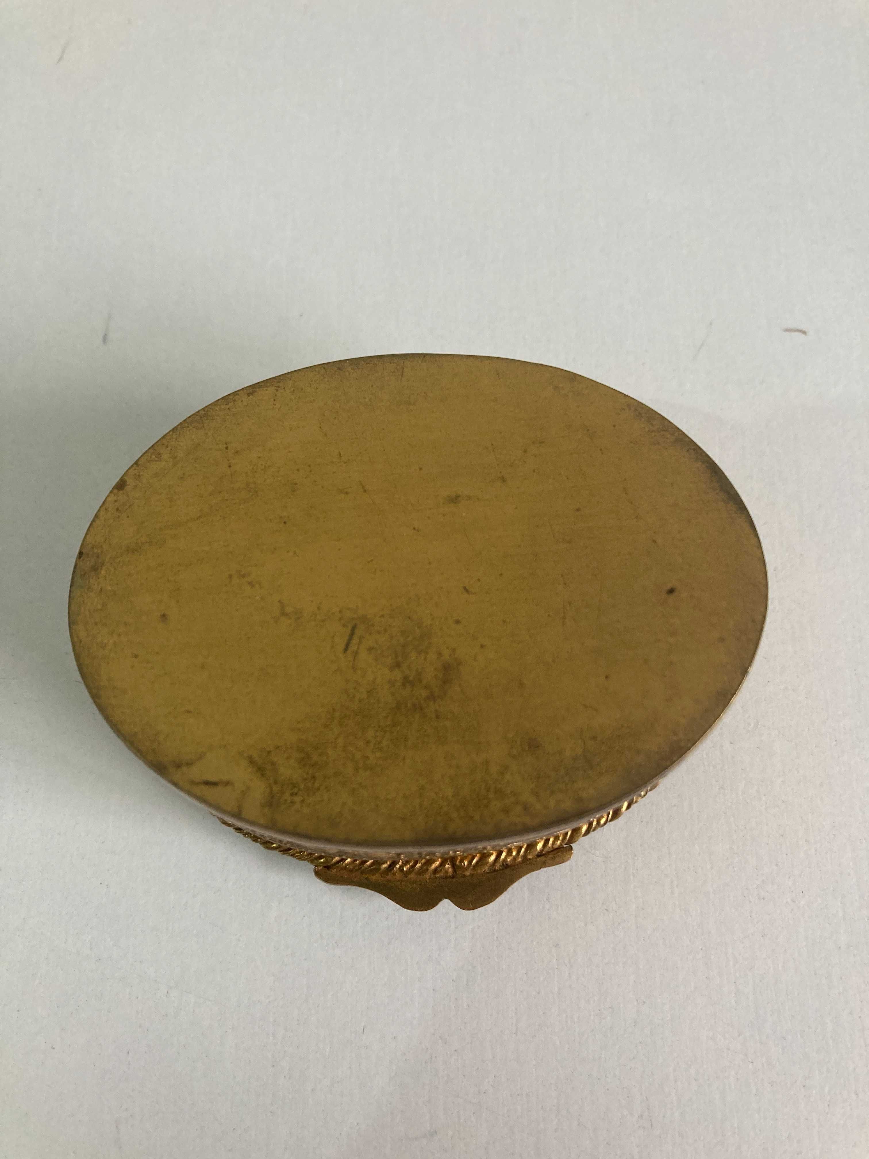 Porta Jóias em bronze tampa esmaltada Dama - Napoleão III França - XIX