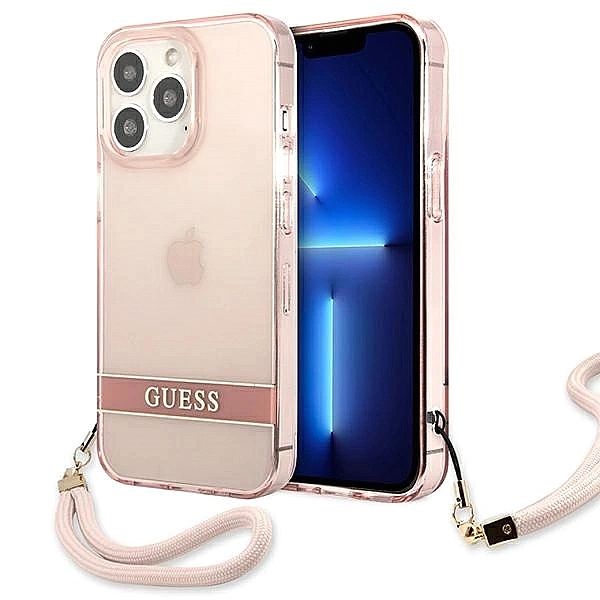 Etui Guess Translucent Strap na iPhone 13 Pro / 13/6,1" - różowe
