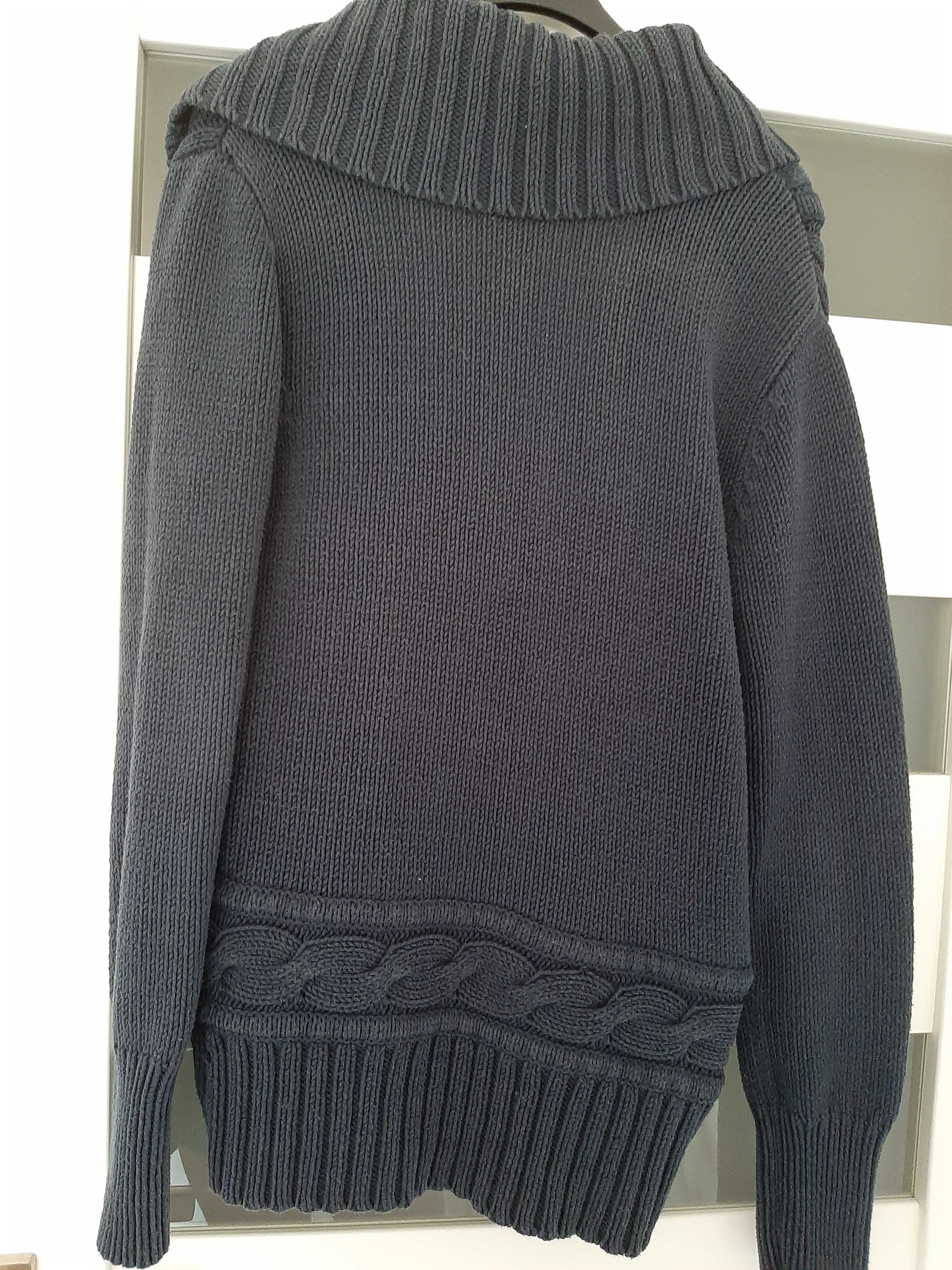 Granatowy gruby sweter XL
