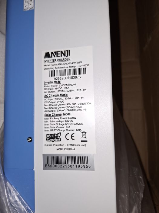 Inwerter hybrydowy ANENJI 6200W 48V