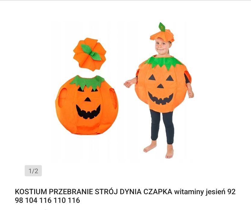 Kostium dynia, uniwersalny, rozm. 98-116