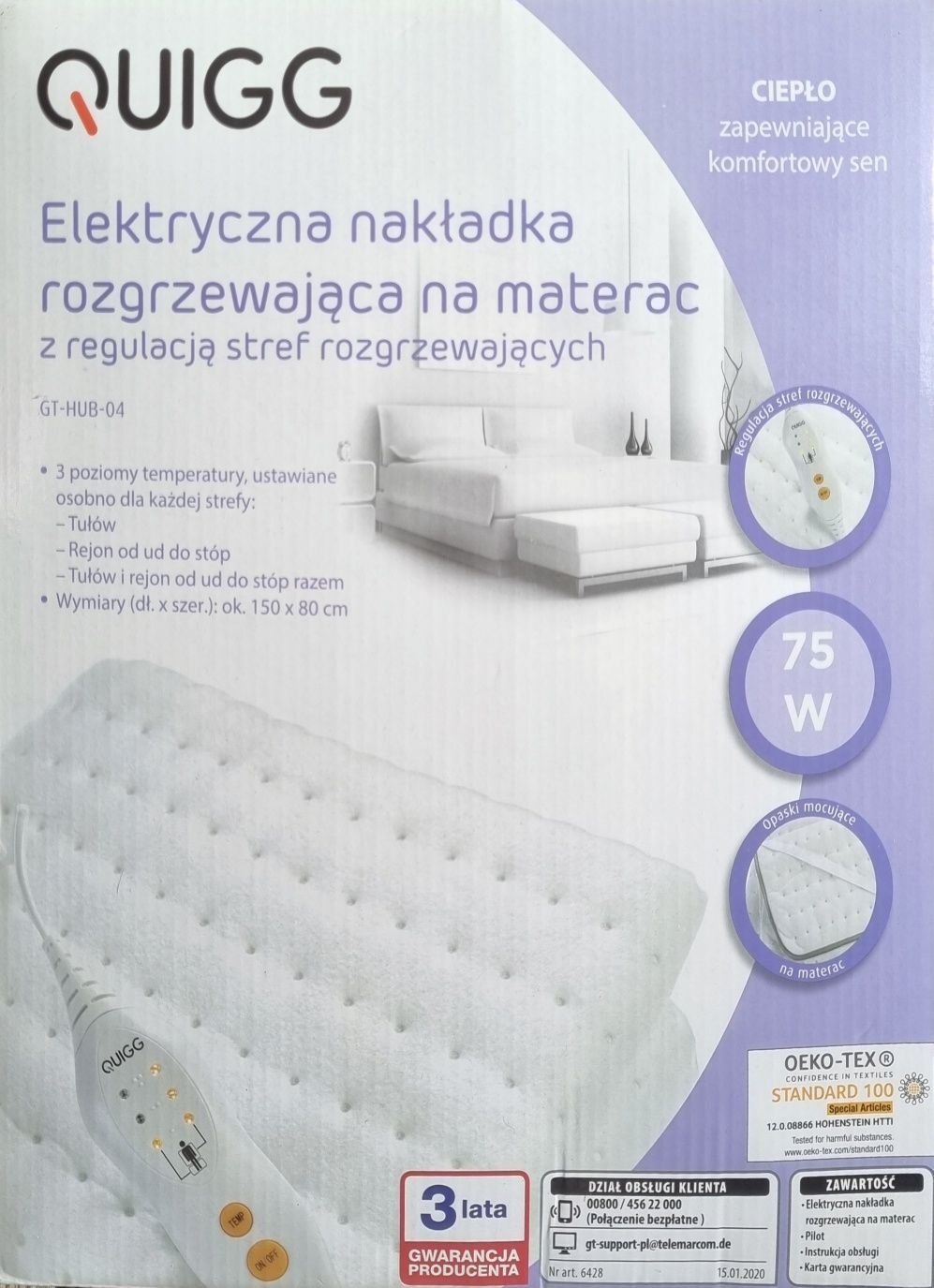 Elektryczna nakładka rozgrzewajaca na materac