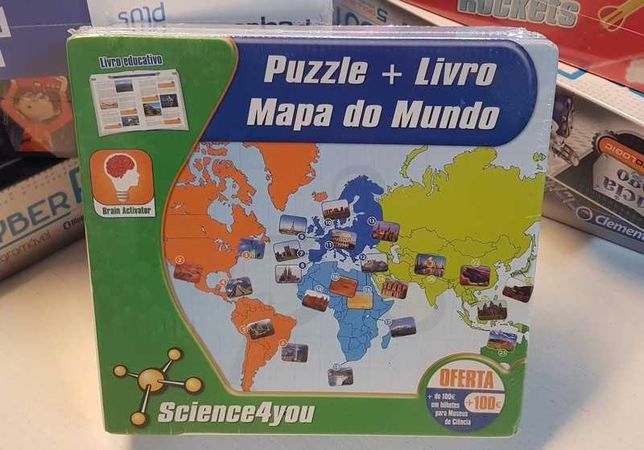 Puzzle + livro - mapa do mundo - science4you