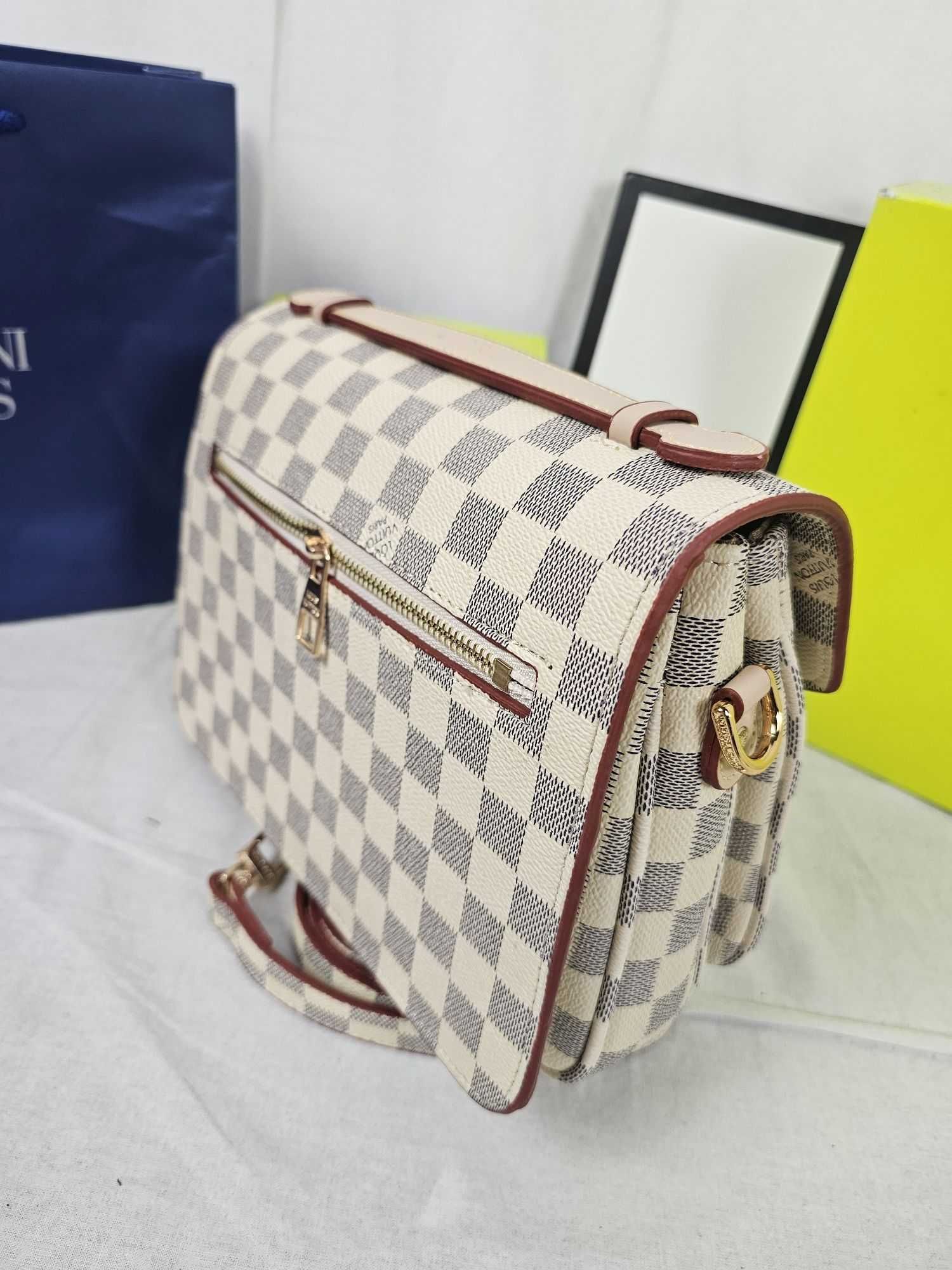 Torba Louis Vuitton metis skórzana biala logowana premium