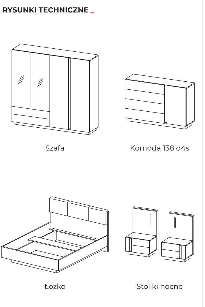 Meble Sypialniane CORA! Łóżko, komoda, szafa, stoliki nocne. Segmenty.