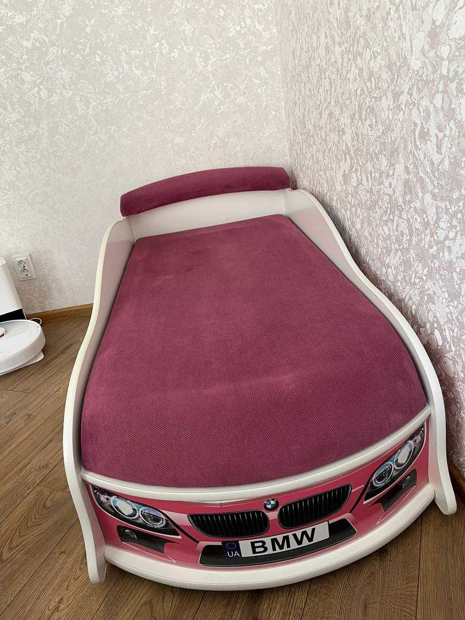 Дитяча кровать машинка  (розова)  з Нішой Ідеал
