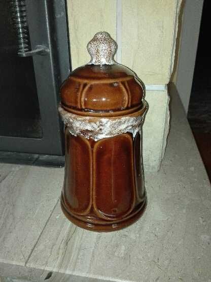pojemnik na produkty sypkie do kuchni ceramiczny brązowy