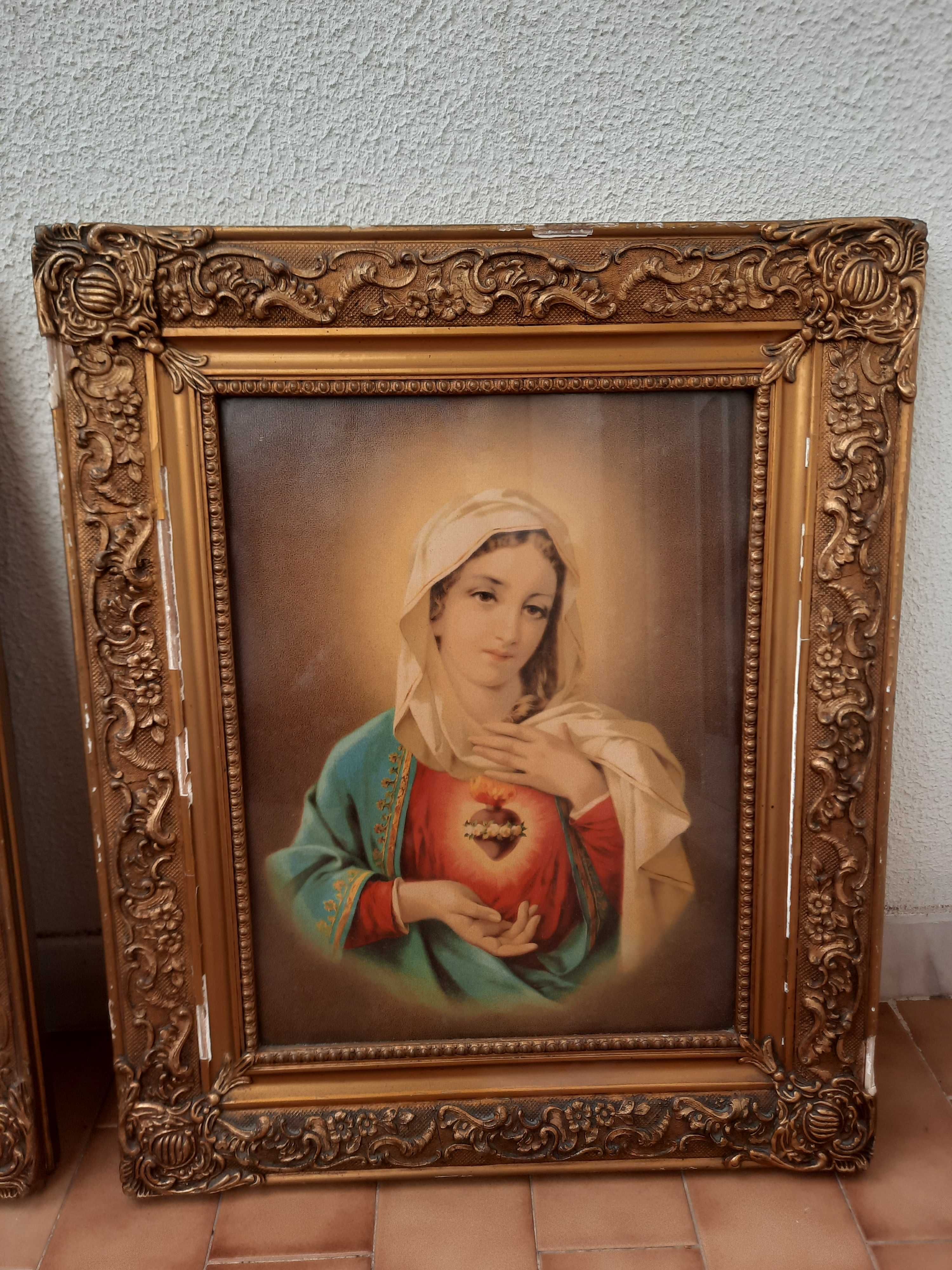 2 quadros decorativos com imagens religiosas