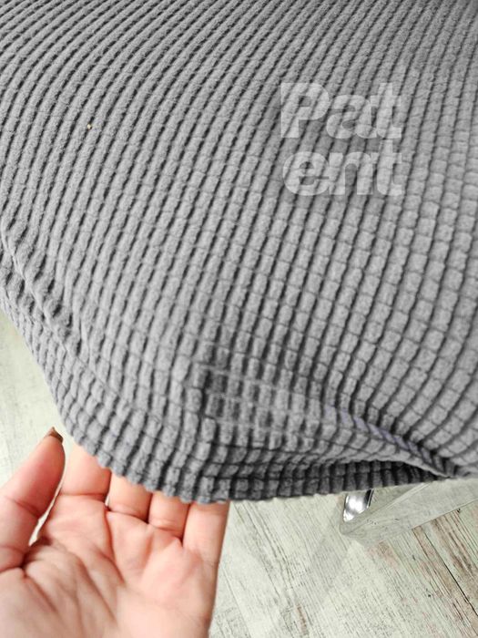 Pokrowce na krzesła szare żakardowe kratka 4 szt siwe