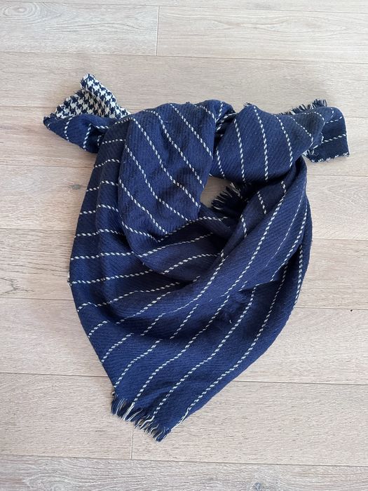 Chusta szal damski pepitka paski granatowa szachownica