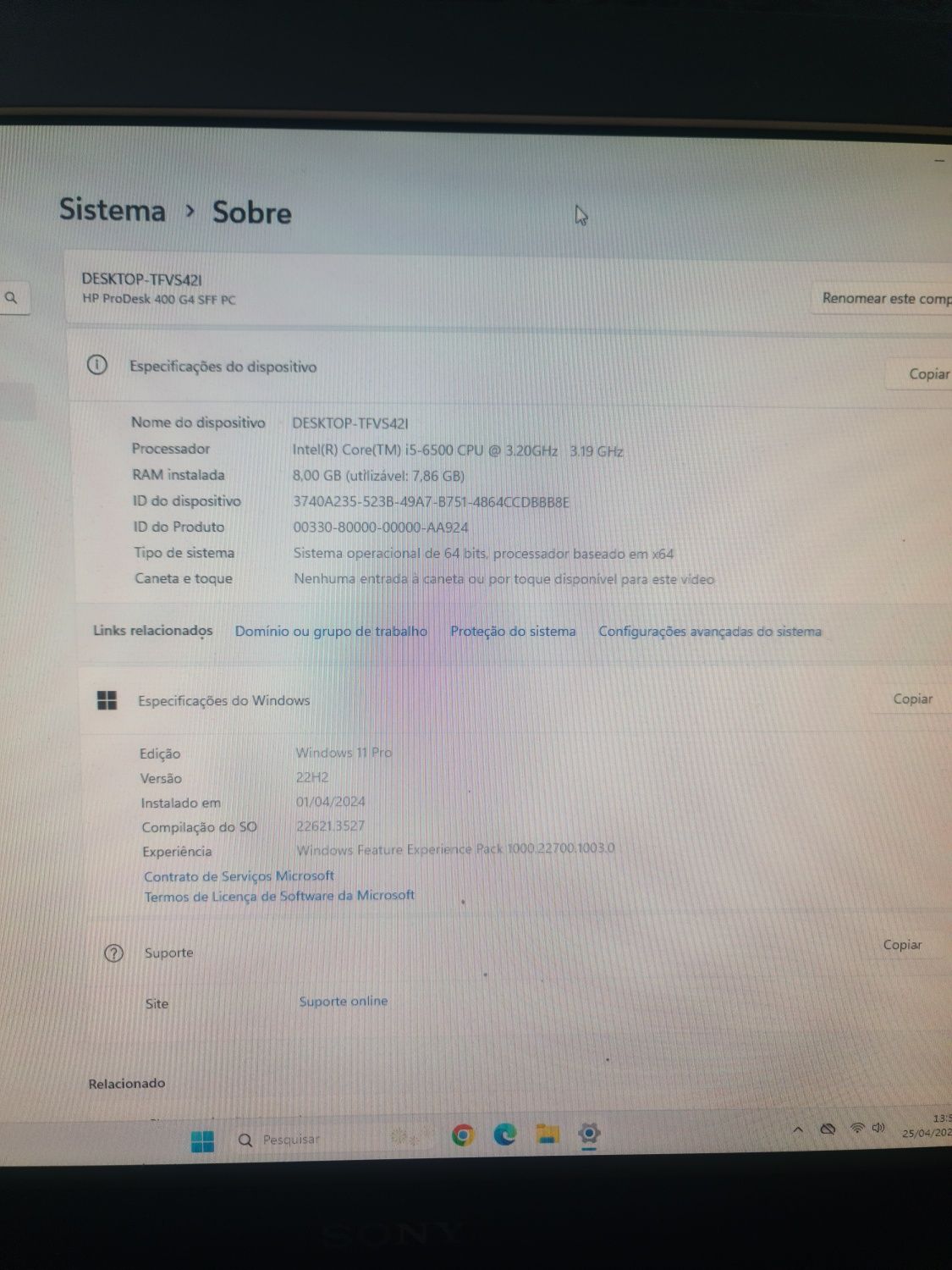 Hp Prodesk 400 G4 SFF PC 16 GB