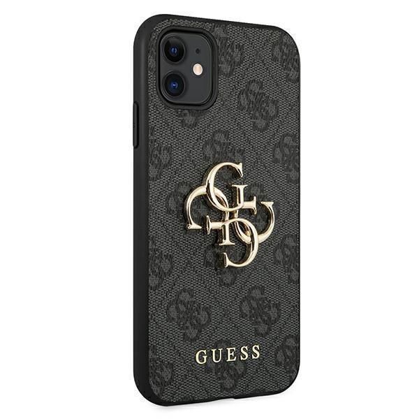 Guess Etui do iPhone 11 / XR Szary z Metalowym Logo