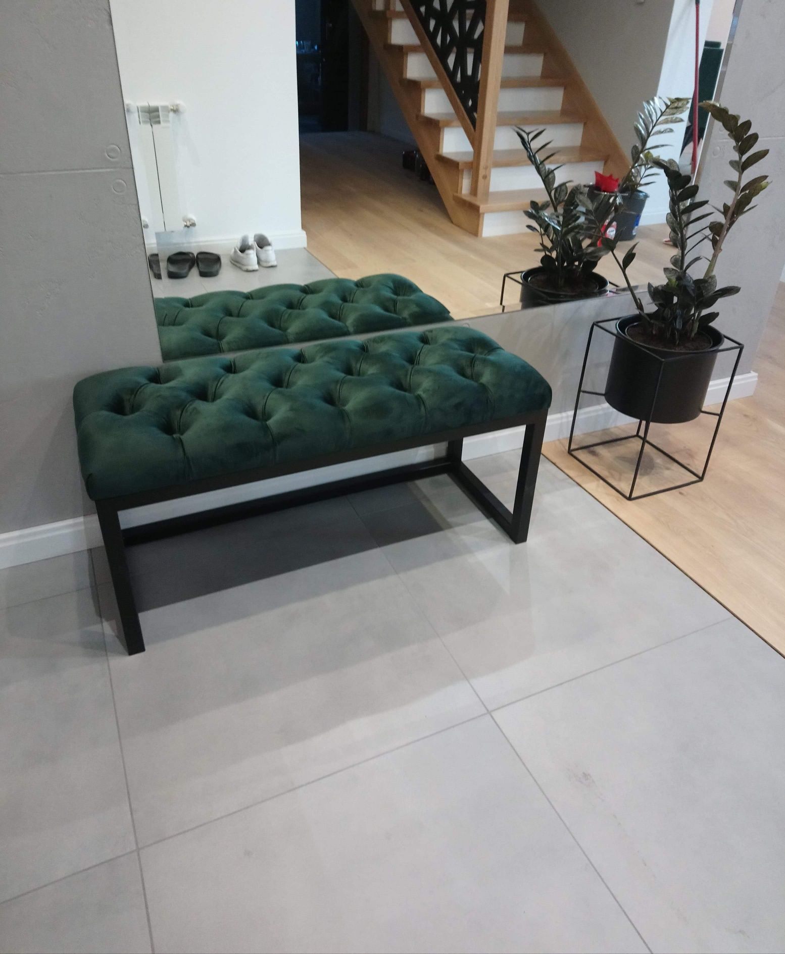 LOFT ławka pikowana pufa tapicerowana chesterfield przedpokój industry