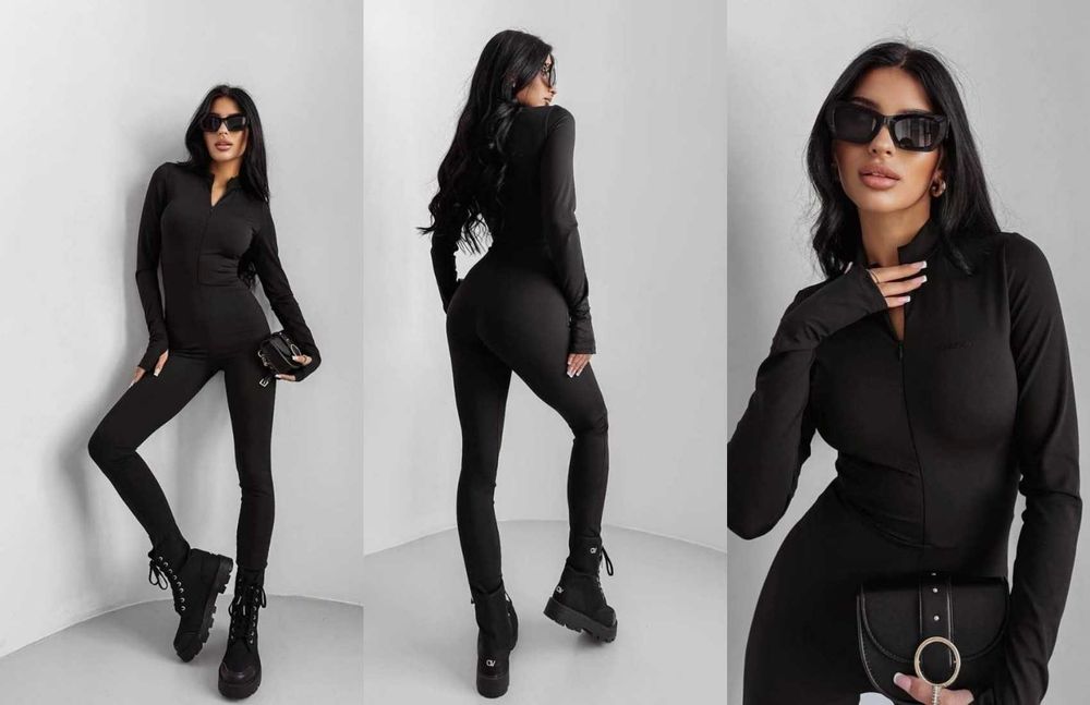 Жіночий спортивний комбінезон комбез ТЕРМО теплий з вирізом під палець