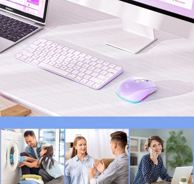 Bezprzewodowa mysz komputerowa Seenda USB-C z funkcja jiggler RGB