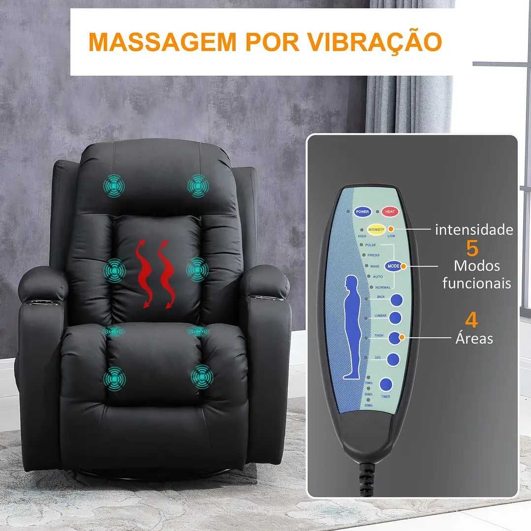Poltrona relax de com Massagem por Vibração & Função de Aquecimento
