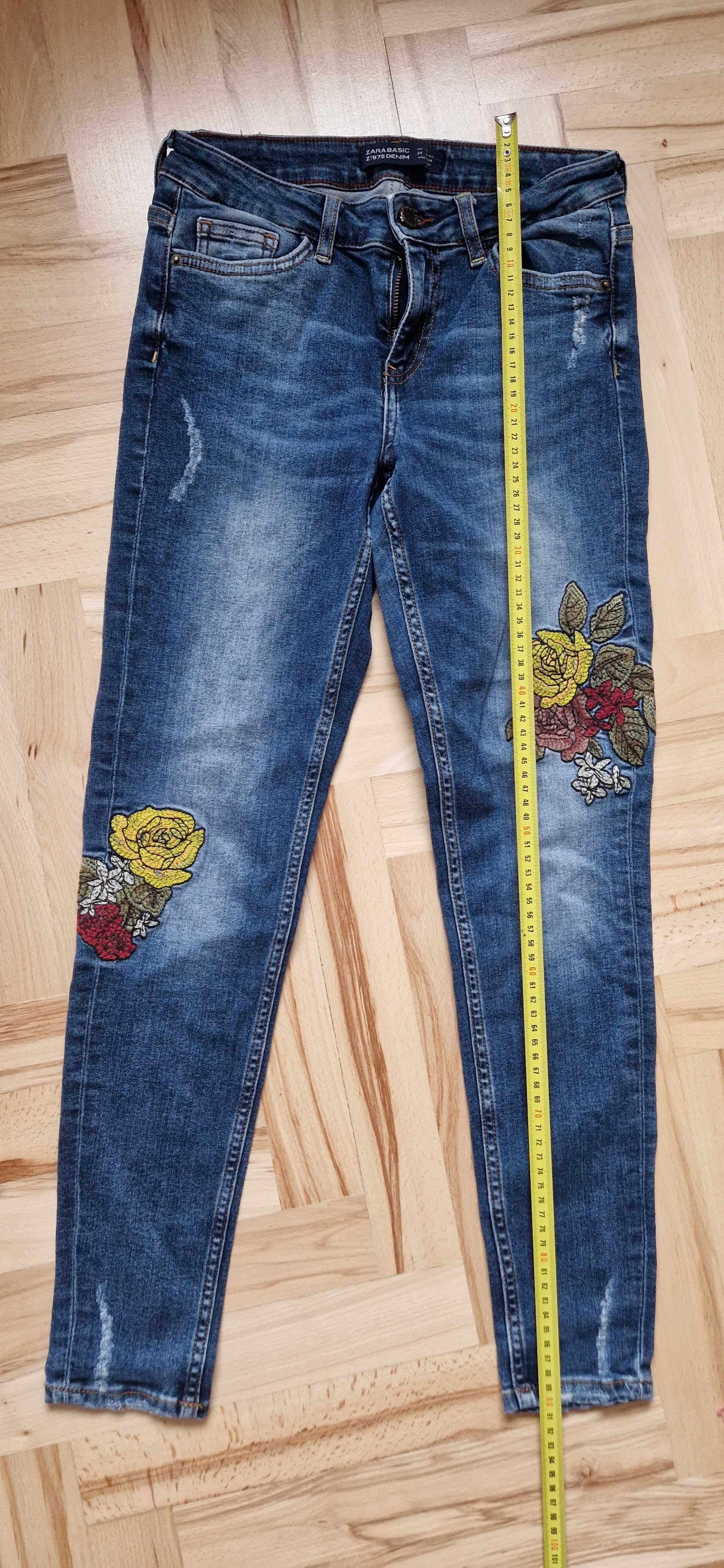 Zara jeansy spodnie kwiaty wyszywane rozm.34 02 24 dla dziewczynki